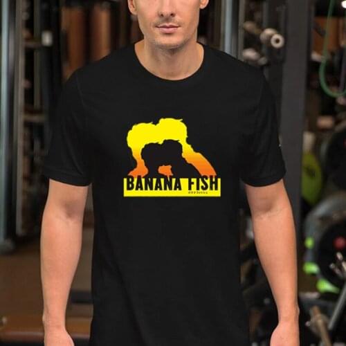 Japanese Anime Banana Fish Print T Shirt Men Cartoon Boys Love Manga Tops Harajuku Loose Short Sleeve Tee Male Streetwear