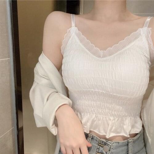 Lace Tube Tops for Women Summer Sexy Casual Short Tee Shirt Crop Top Vest Strap Tank Top Female Blouse Clothing Mujer