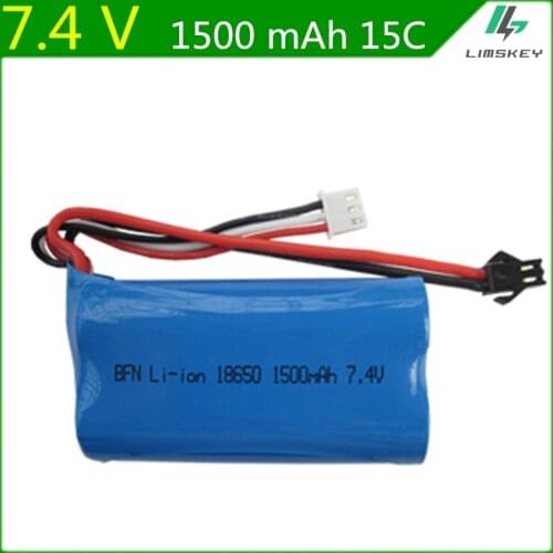 7.4V 1500mAh Lipo battery For Udi U12A Syma S033g Q1 Tianke H100 7.4 Lipo Battery 18650 7.4 V 1500mah 15C SM Plug