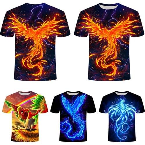 Fashion Men Women Summer Short Sleeve O Neck Phoenix Print Blouse Top T-shirt Premium material makes you wear it comfortably