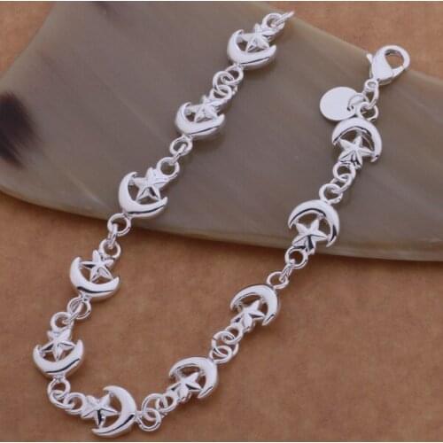 Fashion silver plated moon and the stars bracelet beautiful jewelry gift top quality factory price