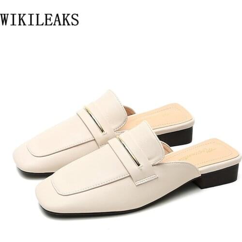 Slippers Women Summer 2021 Mules Shoes Women Ladies Slippers Chunky Heels Woman Slippers Luxury Designer Shoes Female Shoes