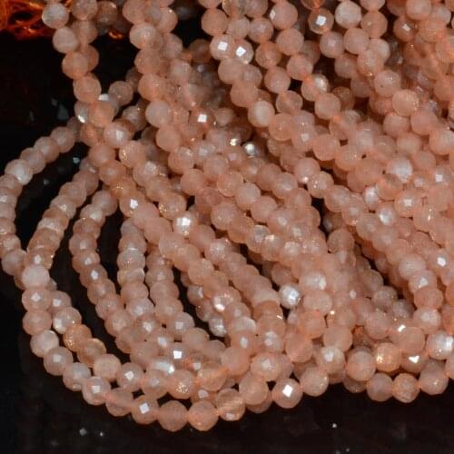 Natural Good Quality Brown Moonstone Faceted Round Beads 3mm