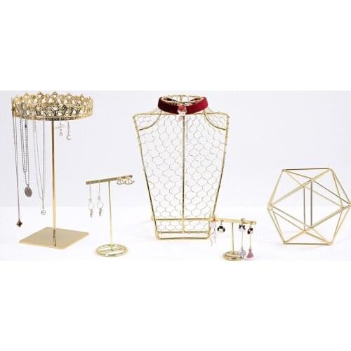 New Style Gold Jewelry Rack Nordic Style Trinket Display Rack Earrings Necklace Hanging Rack