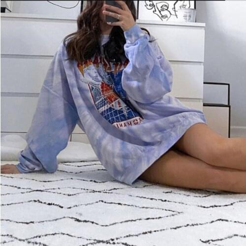 Autumn Womens Hoodie Sweatshirt Long Sleeve Jumper Loose Pullover Tops 2020 Fashion Tie Dye Shirt Casual Moletom Plus Size 3XL