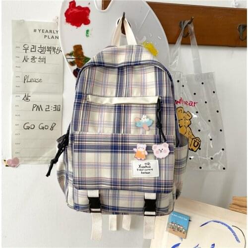 Trendy Design Girl Backpack 2021 Fashion Brand Youth Backpacks Campus School Bag Lattice Zipper Laptop Textbook Mochila Feminina