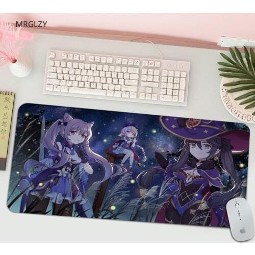 MRGLZY Best-selling Genshin Impact Mouse Pad Natural Rubber Office Mouse Pad Gaming Mouse Pad Desk Pink Kawaii Mouse Pad