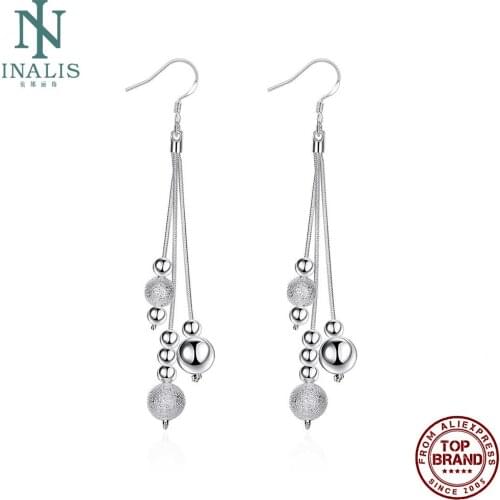 INALIS Water Drop White Romantic Drop Earrings For Women Three-Line Multi-Bead Copper Earring Engagement Fashion Jewelry On Sale