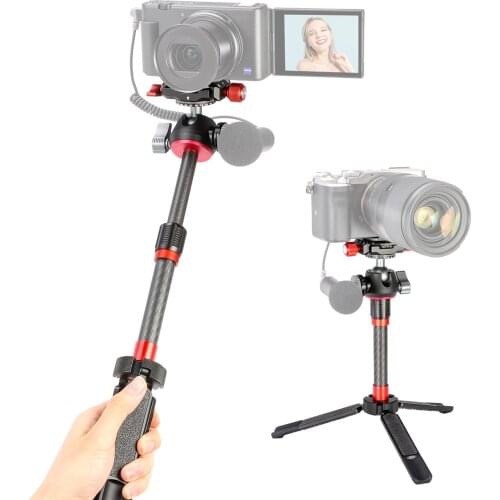 Ulanzi MT-43 Reflex Tripod Selfie Stick Stand 360° Rotatable Ballhead 2 Levels Height 2.5kg Load Capacity for Vlog Live Stream