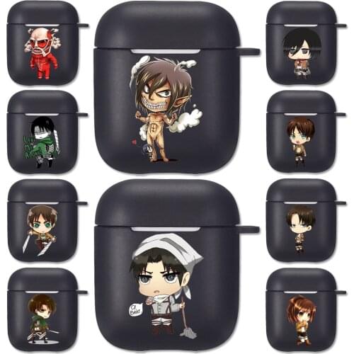 Cute Anime Attack on Titan Black Silicone Case for Apple Airpods 1 2 Cases Shingeki No Kyojin Giants Soft Airpods Earphone Cover