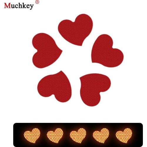 10Pcs love heart shape Reflective Strips Car Self Adhesive Reflector Stickers Motorcycle Bicycle Funny Decoration Decals