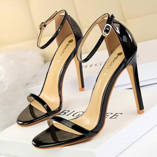 BIGTREE Shoes Women Sandals Super High Heels 11cm 8cm Patent Leather Woman Pumps Sexy Stiletto Heels Open Toe Ladies Shoes 2021