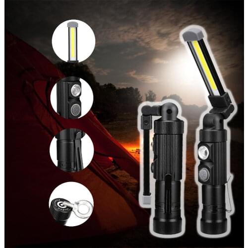 USB Tape Clip Cob Portable Folding Work Light Bars Maintenance Hook Lamp 360 Degree Flashlight Magnetic Spot For Outdoor Camping