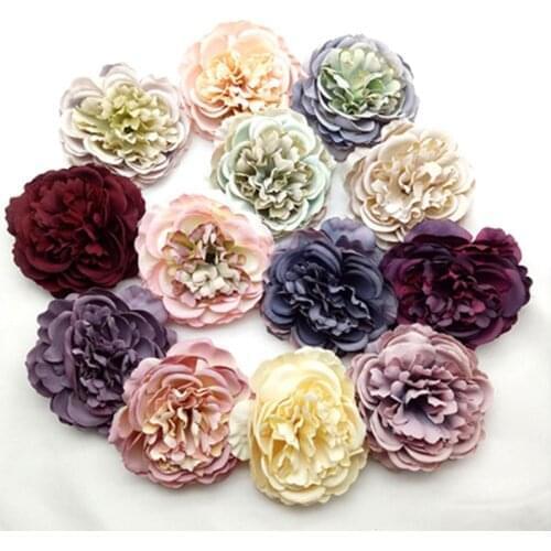 10pcs 8cm Large Peony Artificial Silk Flower Head For Wedding Party Decoration Diy Scrapbooking Christmas Items Fake Flowers