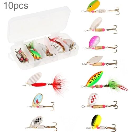 10pcs/lot Wobbler Fishing Spoon Baits 4g-8g Metal Fishing Spinner Lure Spinnerbait Artificial with Box