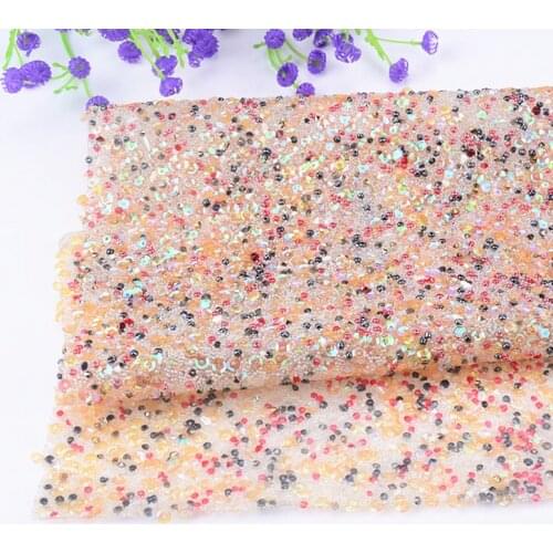 1Sheet Mix Color Beaded 24X40Cm Sequins Rhinestones Mesh Trim Hotfix Strass Crystal Transfer Applique Wedding Dress Decorative