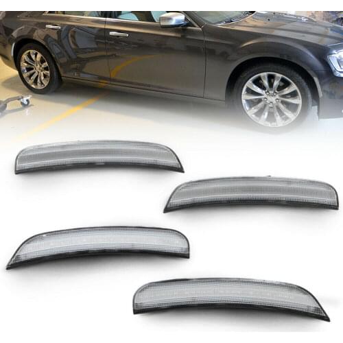 4pcs LED Side Marker Light For Chrysler 300 2015-2019 Clear Lens Amber/Red Car Lamps Replace OEM Sidemarker Lamps