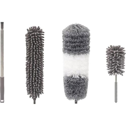 4 in 1 Set Microfiber Dusters with Extension Pole Scratch-Resistant Cover Bendable Washable Detachable Extendable Duster