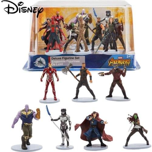Disney Marvel Avengers Infinity War Spiderman Ironman Thanos Black Widow Gamora Star-Lord Groot Deluxe 10 Action Figure Set Toys