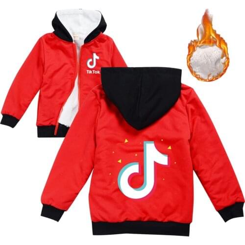TIK TOK Baby Boys Girls Hooded Jacket Coat Winter Kids Windbreaker for Boy Plus Thicken Velvet Outerwear Children Clothes