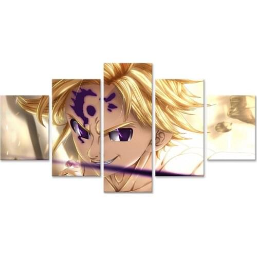 Meliodas the Seven Deadly Sins Modular Pictures Canvas Painting Modern 5 Pieces Home Wall Art For Living Room Poster