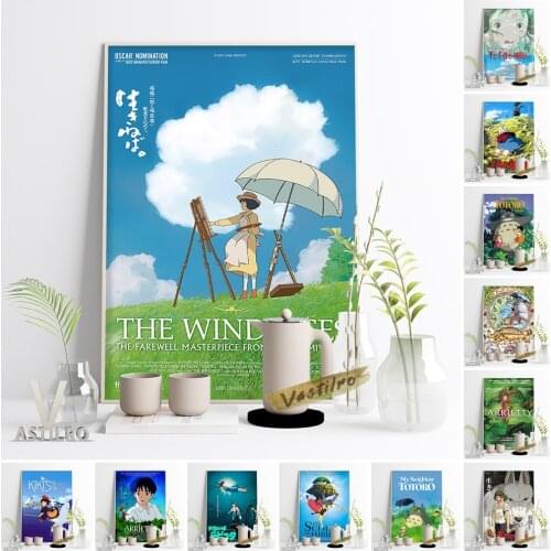 Miyazaki Hayao Anime Movie Artworks Poster Classic Cartoon Spirited Away Totoro Ponyo Castle In The Sky Wall Kids Room Decor