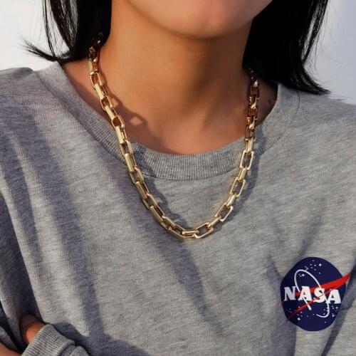 Flashbuy Punk Trendy Street Thick Box Link Chain Clavicle Chain Necklace Women Male Minimalist Choker Necklace Hot Jewelry