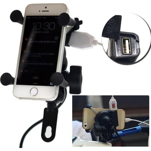 WUPP Universal 3.5-6 Inch Mobile PHONE HOLDER USB Rechargeable 360 Degree Rotation Bicycle Motorcycle Rearview Mirror Fixed dfdf