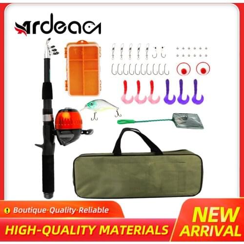 Ardea Fishing Set Tackle 1.6m carbon telescopic Fishing Rod and Spinning Reel Baits Hooks Seawater Freshwater Full Kits