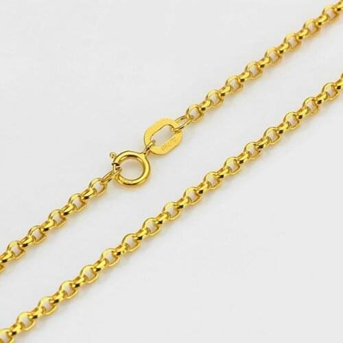 Real Pure Solid 18K Yellow Gold Necklace 2mm Cable Rolo Link Chain Stamped Au750 40cm-75cm