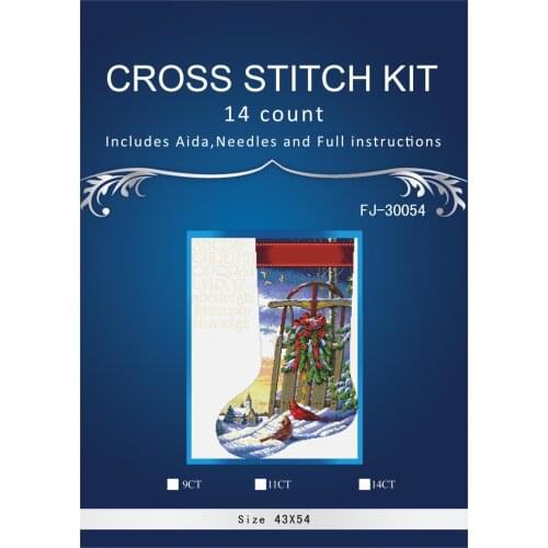 Oneroom Snow birds christmas sock Embroidery Crafts Needlework 14CT Unprinted Arts Cross Stitch Kits DMC DIY Quality 5