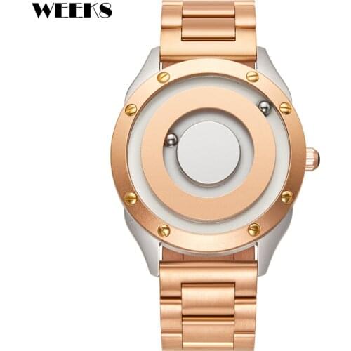 Luxury Watch for Men Full Black Stainless Steel Mens Quartz Wristwatch Minimalist Magnetic Bead Pointer Creative Dial Reloj