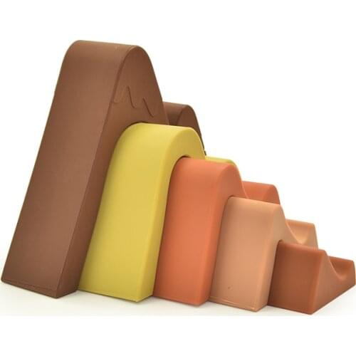 Silicone Mountain Peak Building Block Kid Educational Toys BPA Free Intellectual Doll Silicone Teether DIY Game Toys