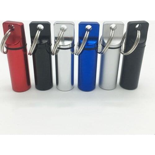 1Pc Waterproof Aluminum Pill Box Medicine Case Container Bottle Holder Keychain Carabiner Outdoor Pill Case Pillbox 4 Colors