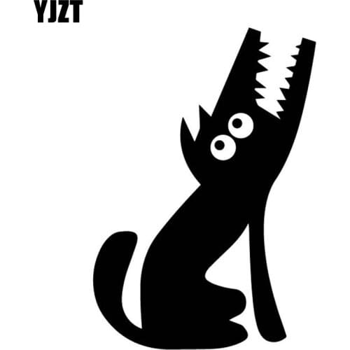YJZT 10.9CM*15.6CM Cartoon Wolf Vinyl Decal Bumper Decorate Car Stcker Accessories Black/Silver C4-2268