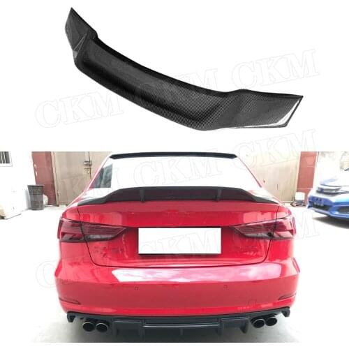 Carbon Fiber Rear Spoiler for Audi A3 S3 Sedan 4 Door 2013-2018 R style Car Rear Boot Trunk Lid Wings