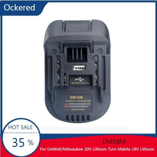 Ockered DM18M Battery Conversion Charger Tool Adapter For DeWalt/Milwaukee 20V Lithium Battery Turn Makita 18V Lithium Battery