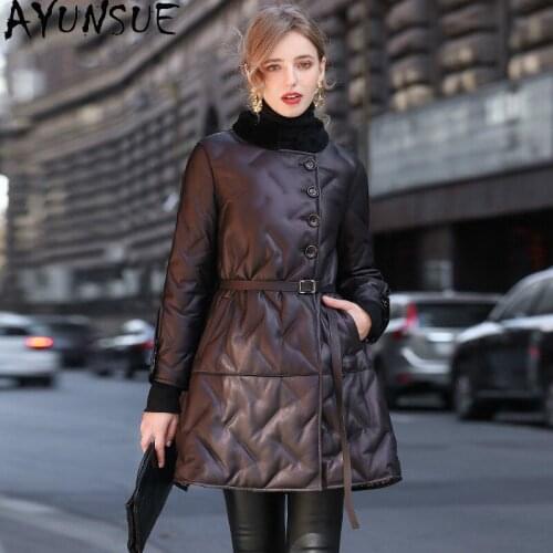 Real Sheepskin Leather Jacket Women Autumn Winter Coat Female Ultra Light Down Jackets Wool Collar 2020 Cuero Genuino Pph1846