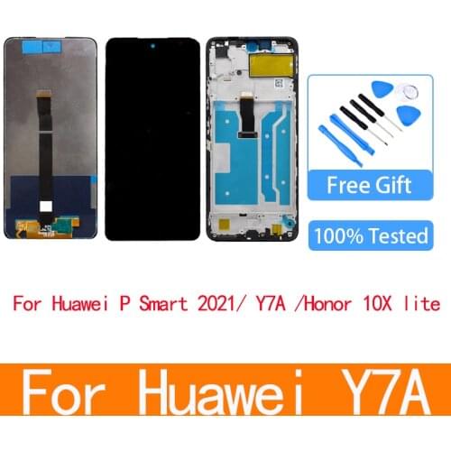 6.67"Original For Huawei Honor 10X lite X10 lite DNN-LX9 Y7A LCD Display Touch Screen Digitizer For Huawei P Smart 2021+Frame
