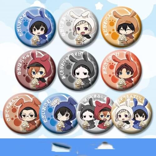 1pc 58MM Anime Bungo Stray Dogs Iron Cute Pins Bunny Badges Brooch Icons backpack