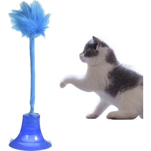 1pc Cat Teaser Toy Creative Suction Cup Pom Pom Bell Pet Teaser Toy Cat Play Toy
