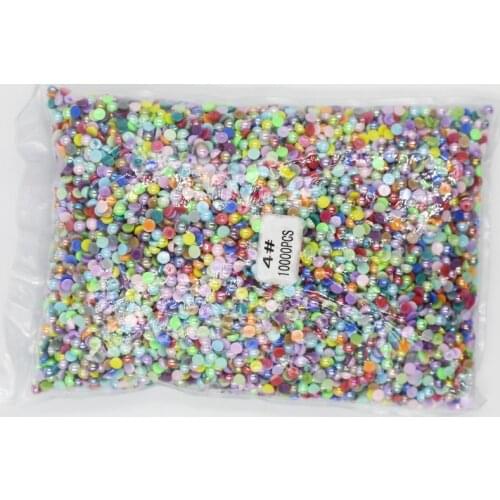 2mm,4mm,5mm,6mm,8mm,10mm,12mm Jelly Mix Colors AB Flat back ABS round Half Pearl beads, imitation plastic half pearl beads
