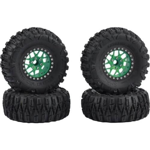 4Pcs 2.2Inch Beadlock Wheel Rim Tires Set for 1/10 RC Crawler Car Axial SCX10 RR10 Wraith Traxxas TRX4