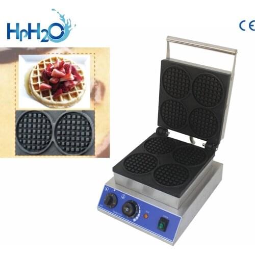 Commercial Non-stick electric 4pcs round shape Waffle Maker Elegant Waffle Making Machine customs iron cake oven