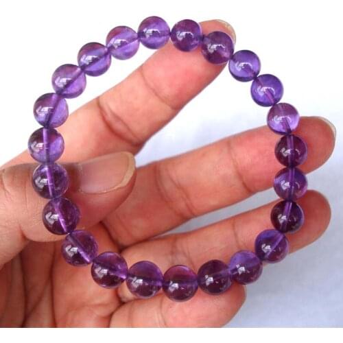 Free Shipping Natural Amethyst Round 8mm Beads Bracelet Women Jewelry Accessories Weddings Parties Birthday Gift