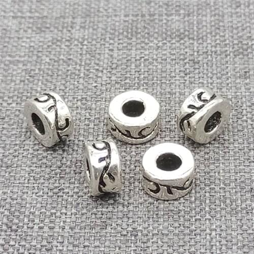 10pcs of 925 Sterling Silver Donut Beads w/ Spiral Vine Imprint Tire Spacer