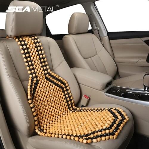Natural Wood Car Seat Cover Summer Cooling Wooden Seat Cushion Moisture and Mildew Proof Chair Pad Massage Relieve Back Pain