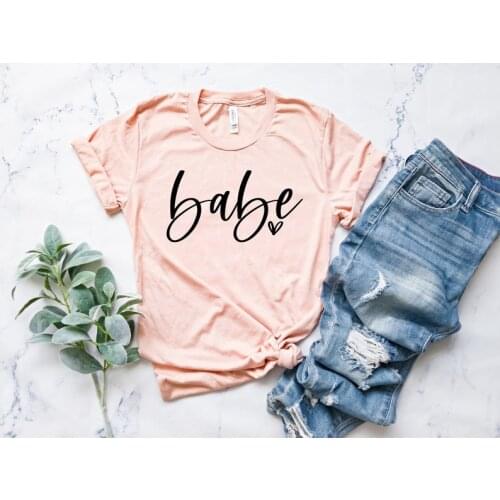 Babe Brides Party Shirts Valentine Aesthetic Cotton O Neck Short Sleeve Top Tee Graphic female T-shirt Drop Shipping harajuku