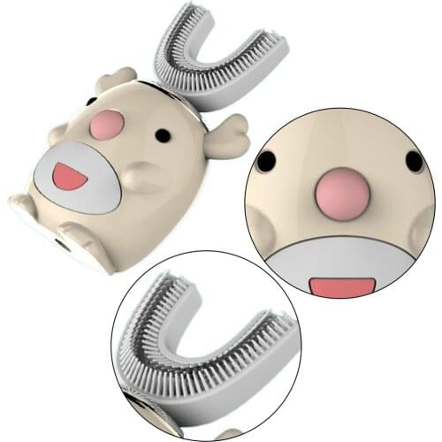 360 Degree U Shaped Children Smart Electric Toothbrush Silicone Automatic Ultrasonic Kids Tooth Brush Cartoon Pattern