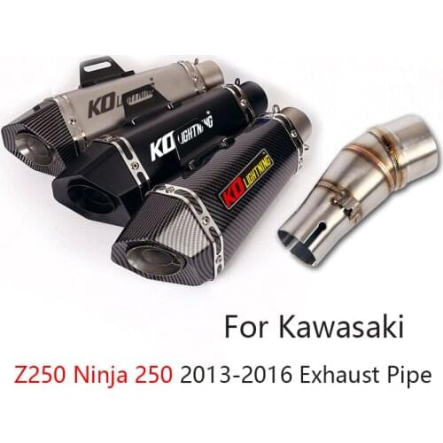 Slip-on Mufflers for Kawasaki Z250 Ninja 250 2013-2016 Exhaust Pipe Motorcycle Mid Link Tube 51mm Escape Removable DB Killer